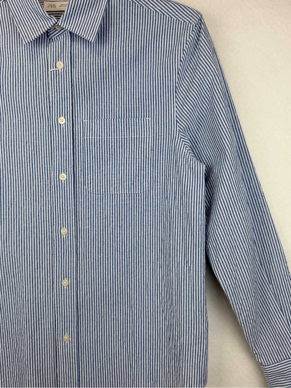 ZARA Men's Blue & White Striped Dress Shirt Size S